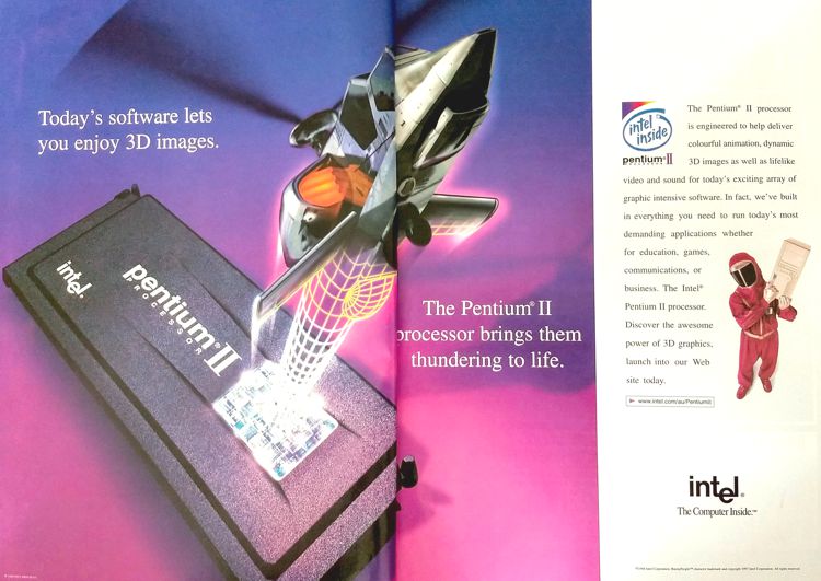 propaganda anuncio publicitario processador intel pentium 2 1998